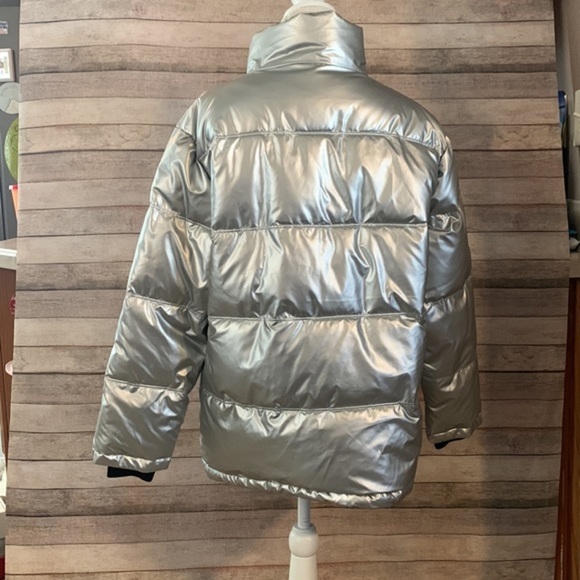 TopShop Women’s Sliver Zipper & Button Up Coat. Size 8 - Picture 3 of 9